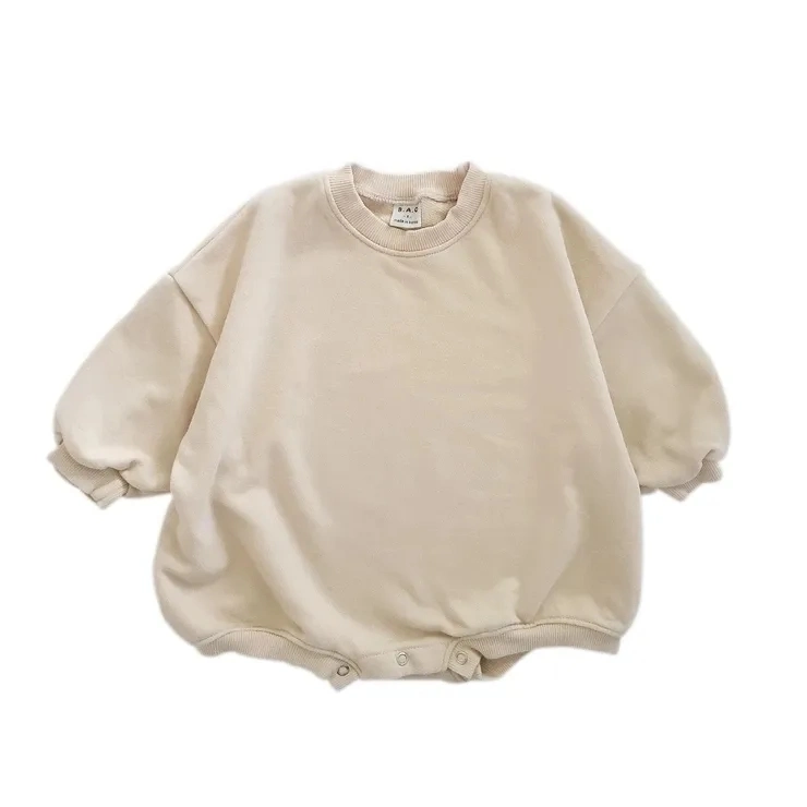 Cozy Infant Neutral Sweater Loose Baggy Boys Solid Crew Neck Rompers