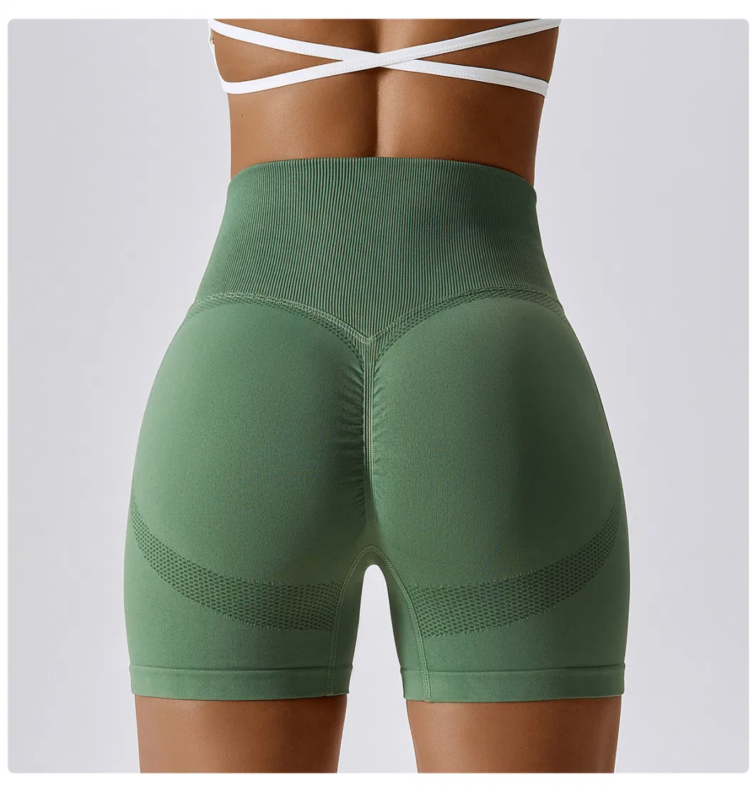 Girls Seamless Yoga Shorts High Elastic Dry Faster Peach HIPS Fitness Pants High Waist Tight Running Shorts