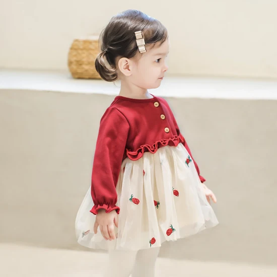 Suéter Love Blocks para niña con falda/vestido de puff estilo occidental