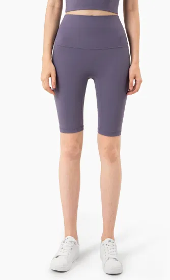 Venta al por mayor de pantalones cortos ajustados de cintura alta para mujer, Yoga, Fitness, levantamiento de glúteos