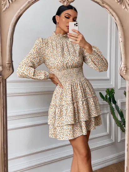 Vestido Floral de temperamento Noble, diseño independiente de investigación y desarrollo, primavera y otoño, falda de pastel para las cuatro estaciones, vestidos de mujer