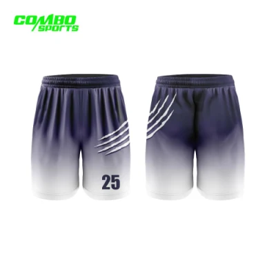 Pantalones cortos para hombre del baloncesto de los muchachos en blanco de la venta al por mayor de la malla del jersey del llano respirable de encargo del entrenamiento