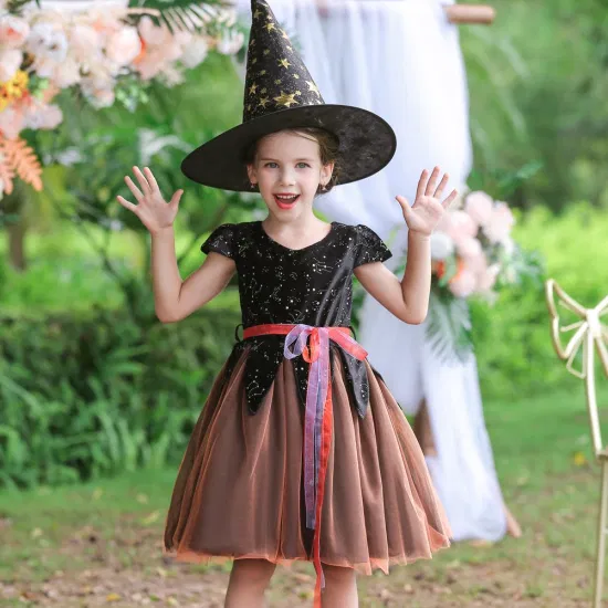 Ropa de moda de Halloween Algodón Confort Ropa de diseñador para niños Vestidos encantadores para bebés Vestidos de niña de diseño